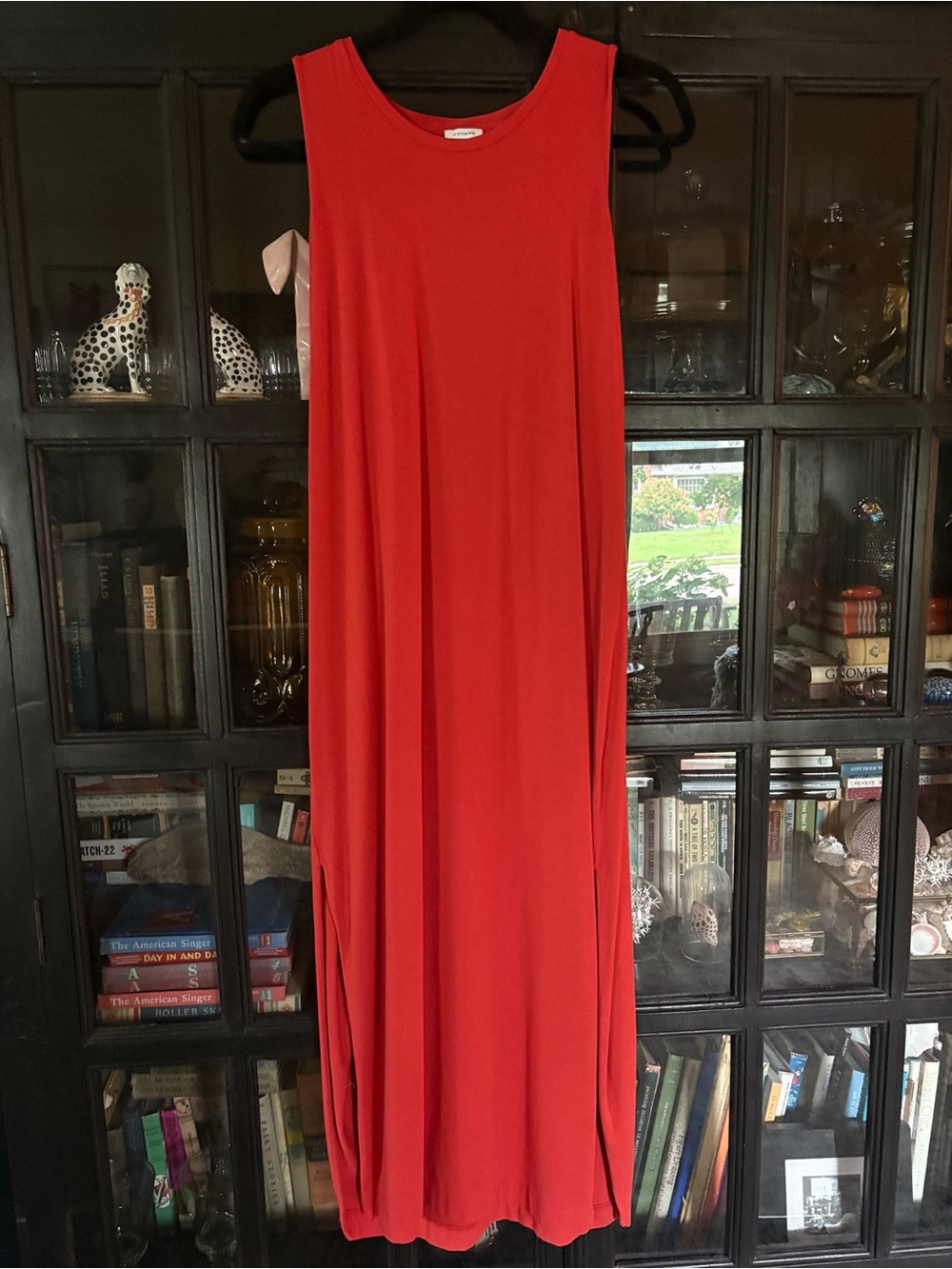 Cuyana Drape Back Pima Maxi Dress red/orange